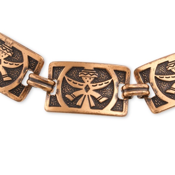 Vintage Copper Knifewing Kachina Link Bracelet Southwestern Native American God - Picture 3 of 5